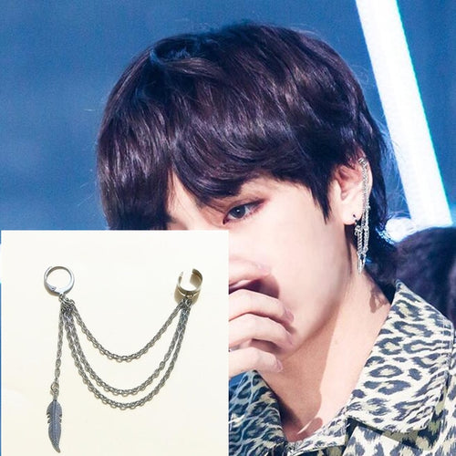 BTS V Feather + Chain Double Earring