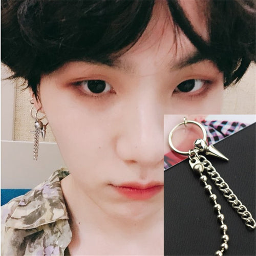 BTS Suga Spike Chain & Bead Earring