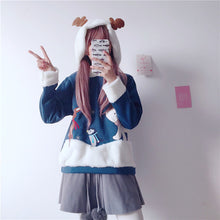 Load image into Gallery viewer, Kawaii Fluffy Reindeer Hoodie