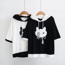 Load image into Gallery viewer, Kawaii Cat Short Sleeve Hoodie