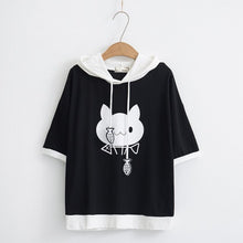 Load image into Gallery viewer, Kawaii Cat Short Sleeve Hoodie